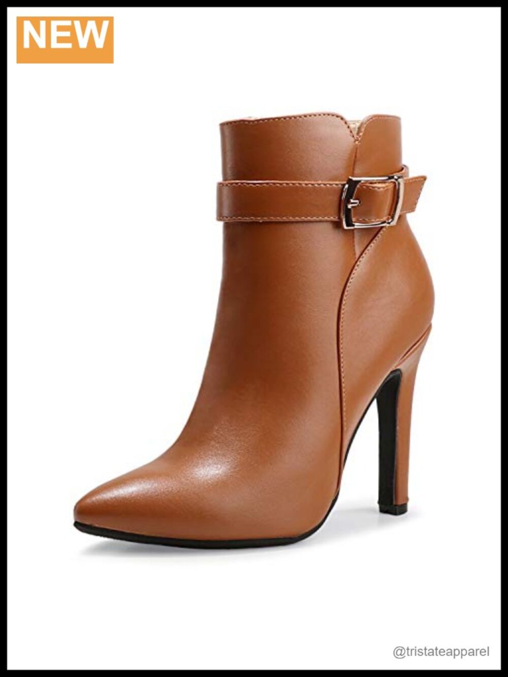 IDIFU Women's Pointed Toe Stiletto Heels Ankle Booties, Side Zipper, Buckle